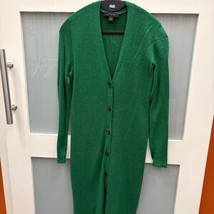 XS Green Ann Taylor Long Cardigan
